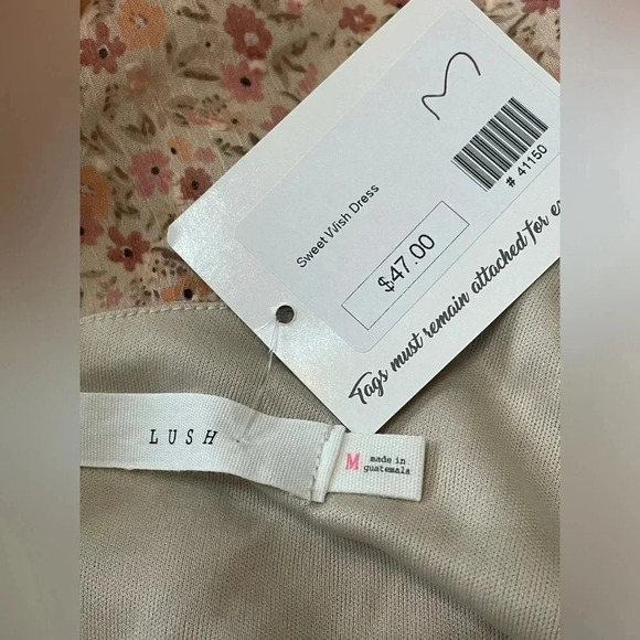 NWT LUSH Apricot Floral Ruched Mini Dress - Picture 9 of 9